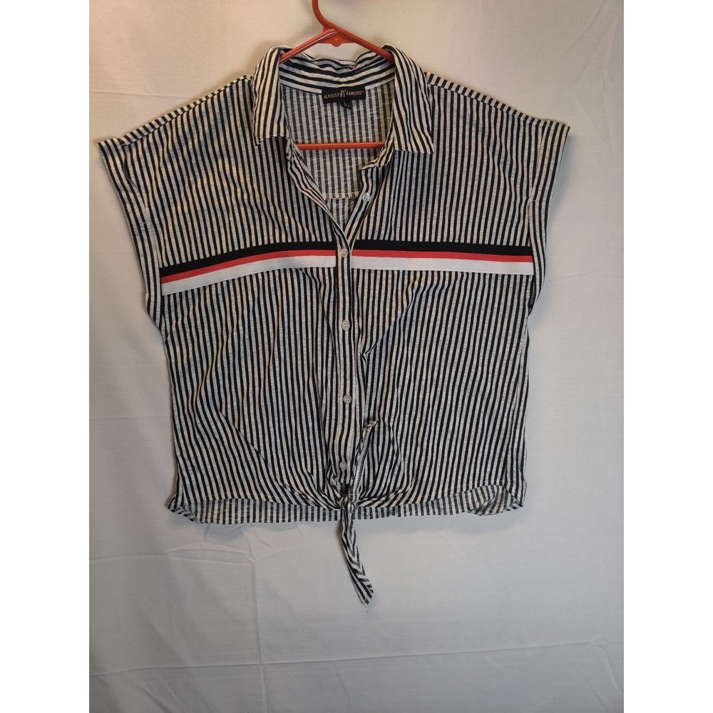 Almost Famous Women's Blouse Cold Shoulder Striped Sz L